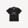 Herren-3b-Fußball-T-Shirt mit V-Ausschnitt, Oversize, in Schwarz/Anthrazit