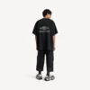 Herren-3b-Fußball-T-Shirt mit V-Ausschnitt, Oversize, in Schwarz/Anthrazit