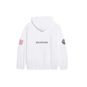 Herren Balenciaga x NASA FW21 Crossover-Logo Baumwolle Klassischer Kapuzenpullover, locker geschnitten, langärmelig, weiß 651799TKVD89040 Herren Balenciaga x NASA FW21 Crossover-Logo Baumwolle Klassischer Kapuzenpullover, locker geschnitten, langärmelig, weiß 651799TKVD89040
