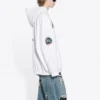 Herren Balenciaga x NASA FW21 Crossover-Logo Baumwolle Klassischer Kapuzenpullover, locker geschnitten, langärmelig, weiß 651799TKVD89040