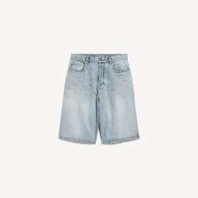 Herren-Denim-Shorts aus gebleichtem Hellblau mit Stay-Press-Effekt