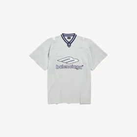 Herren-Fußball-T-Shirt 3b mit V-Ausschnitt, Oversize, in Grau/Weiß