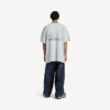 Herren-Fußball-T-Shirt 3b mit V-Ausschnitt, Oversize, in Grau/Weiß