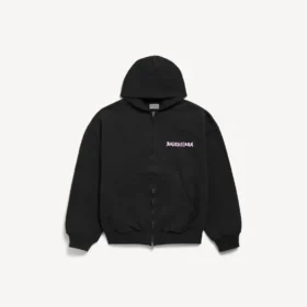 Herren-Hoodie „DIY Balenciaga Back“ mit Reißverschluss und normaler Passform in Schwarz Herren-Hoodie „DIY Balenciaga Back“ mit Reißverschluss und normaler Passform in Schwarz