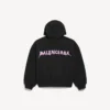 Herren-Hoodie „DIY Balenciaga Back“ mit Reißverschluss und normaler Passform in Schwarz