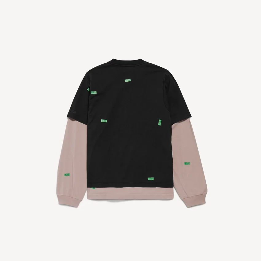Herren-Hybrid-Doppel-T-Shirt „520 Stickers“ in Schwarz/Grün Herren-Hybrid-Doppel-T-Shirt „520 Stickers“ in Schwarz/Grün