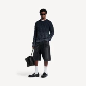 Herren-Jeansshorts aus Denim in Schwarz, bügelfrei
