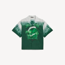 Herren-Kurzarmhemd im Extreme-Tie-Dye-Look in Grün/Weiß