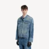 Herren-Motorradjacke aus Squeeze-Denim in Dunkelblau Herren-Motorradjacke aus Squeeze-Denim in Dunkelblau