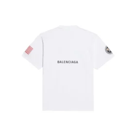 Herren-Pullover Balenciaga x NASA Crossover FW21, locker sitzend, Rundhalsausschnitt, kurze Ärmel, weiß 651795TKVD79040