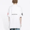 Herren-Pullover Balenciaga x NASA Crossover FW21, locker sitzend, Rundhalsausschnitt, kurze Ärmel, weiß 651795TKVD79040