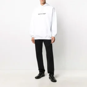 Herren-Pullover mit Balenciaga-Logo, Oversize, Weiß 570811TIV559040