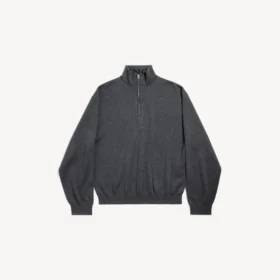 Herren-Pullover mit halbem Reißverschluss in Grau