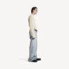 Herren-Pullover mit Rundhalsausschnitt in Creme