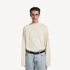 Herren-Pullover mit Rundhalsausschnitt in Creme