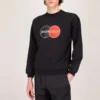 Herren-Shirt mit Balenciaga-Logo-Muster, Rundhalsausschnitt, Langarm, Schwarz 583258TIV801000