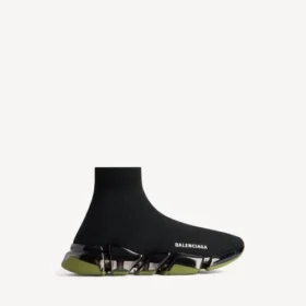 Herren-Sneaker „Speed 2.0“ mit vollständig transparenter Sohle aus recyceltem Strick in Schwarz/Khaki Herren-Sneaker „Speed 2.0“ mit vollständig transparenter Sohle aus recyceltem Strick in Schwarz/Khaki