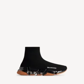 Herren-Sneaker „Speed 2.0“ mit vollständig transparenter Sohle aus recyceltem Strick in Schwarz/Orange Herren-Sneaker „Speed 2.0“ mit vollständig transparenter Sohle aus recyceltem Strick in Schwarz/Orange