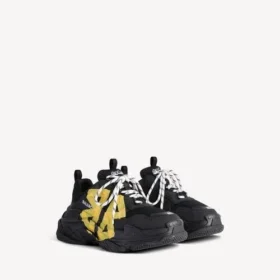 Damen-Sneaker „Triple S Tape Type“ in Schwarz/Gelb