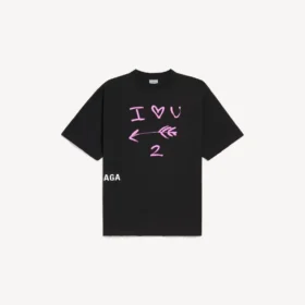 Herren-T-Shirt „i<3 u“ in schwarzer Medium-Passform Herren-T-Shirt „i<3 u“ in schwarzer Medium-Passform