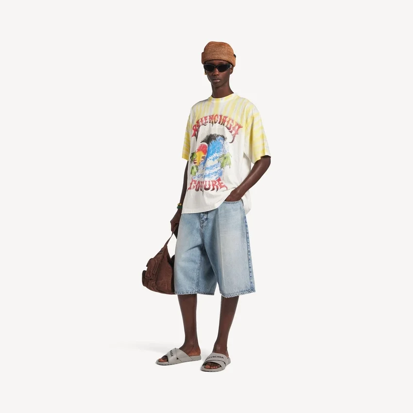 Herren-T-Shirt mit extremem Tie-Dye-Print in mittlerer Passform, in Weiß Herren-T-Shirt mit extremem Tie-Dye-Print in mittlerer Passform, in Weiß