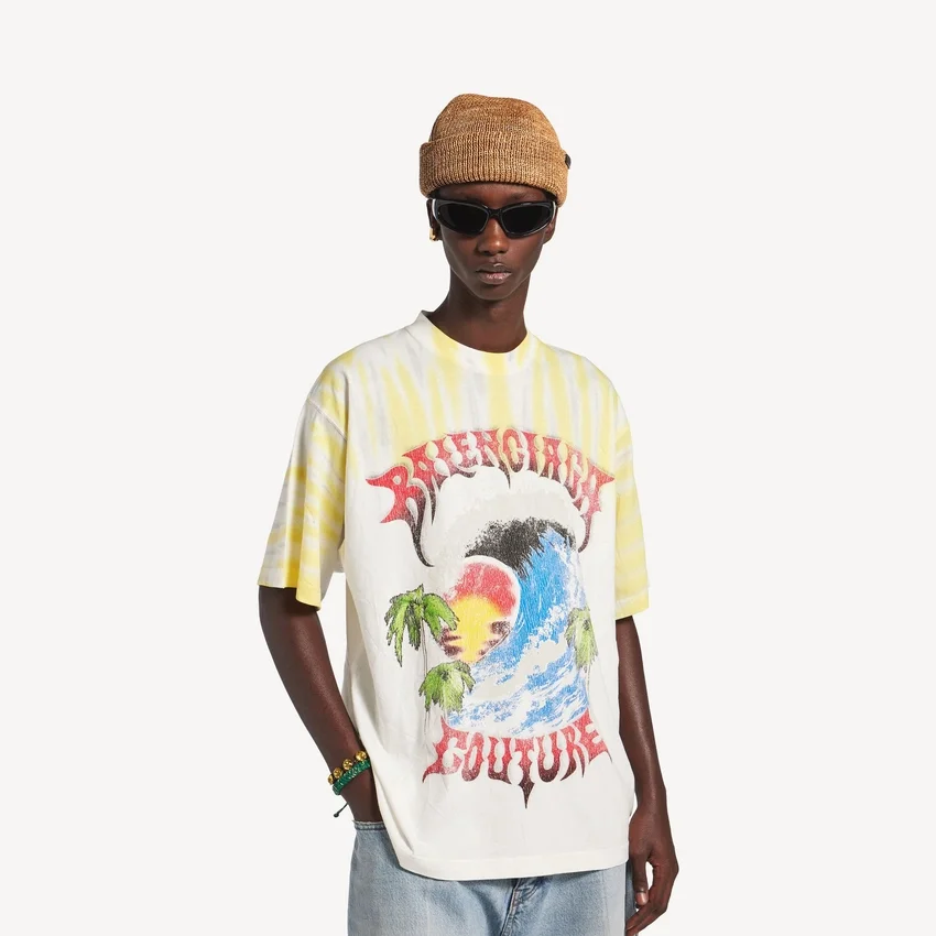 Herren-T-Shirt mit extremem Tie-Dye-Print in mittlerer Passform, in Weiß Herren-T-Shirt mit extremem Tie-Dye-Print in mittlerer Passform, in Weiß