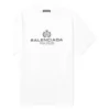 Herren-T-Shirt von Balenciaga mit „BB Paris“-Aufdruck, Rundhalsausschnitt, kurze Ärmel, Retro-Version, Weiß 594579TGV609000