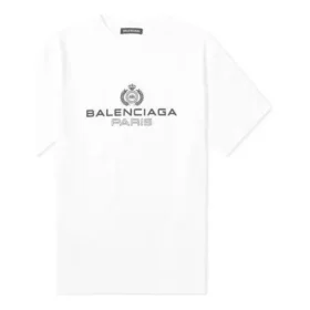 Herren-T-Shirt von Balenciaga mit „BB Paris“-Aufdruck, Rundhalsausschnitt, kurze Ärmel, Retro-Version, Weiß 594579TGV609000 Herren-T-Shirt von Balenciaga mit „BB Paris“-Aufdruck, Rundhalsausschnitt, kurze Ärmel, Retro-Version, Weiß 594579TGV609000