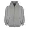Hoodie aus Baumwoll-Jersey im Used-Look mit Reißverschluss „Grey“ 744454TOVV91241