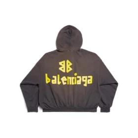 Hoodie mit aufgerissener Tasche im Tape Type-Stil, Large-Fit, „Dark Grey“ 744441TQVA98519 Hoodie mit aufgerissener Tasche im Tape Type-Stil, Large-Fit, „Dark Grey“ 744441TQVA98519