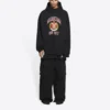 Hoodie mit College-Logo-Print, Wide Fit, „Schwarz“, 674986TLV901076