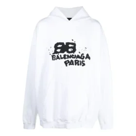 Hoodie mit handgezeichnetem BB Icon, Large-Fit „Weiß“ 620973TNVQ19040
