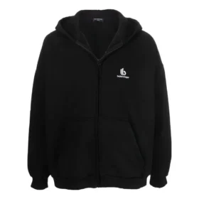 Hoodie mit Reißverschluss und gesticktem Logo „Schwarz“ 674719TLVH81070 Hoodie mit Reißverschluss und gesticktem Logo „Schwarz“ 674719TLVH81070