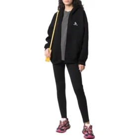 Hoodie mit Reißverschluss und gesticktem Logo „Schwarz“ 674719TLVH81070 Hoodie mit Reißverschluss und gesticktem Logo „Schwarz“ 674719TLVH81070