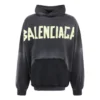 Hoodie mit zerrissener Tasche im Tape Type, Oversize „Black Faded“ 744190TOVB11055