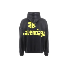 Hoodie mit zerrissener Tasche im Tape Type, Oversize „Black Faded“ 744190TOVB11055