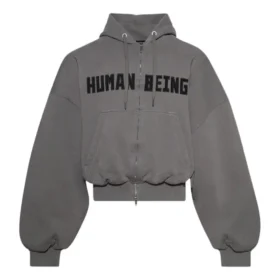 Human Being Rundhals-Hoodie mit Reißverschluss „Dark Grey“ 827153TSVB91441 Human Being Rundhals-Hoodie mit Reißverschluss „Dark Grey“ 827153TSVB91441