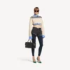 Hybrid-Pullover für Damen in Marineblau/Weiß