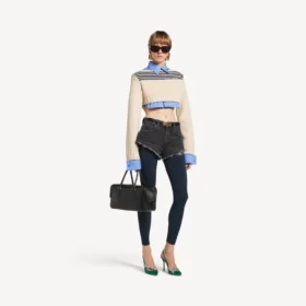 Hybrid-Pullover für Damen in Marineblau/Weiß