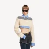 Hybrid-Pullover für Damen in Marineblau/Weiß