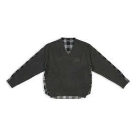 Hybrid-Shirt mit V-Ausschnitt „Anthrazit Schwarz Weiß“ 704271T41301163