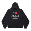 I Love Paris Balenciaga Hoodie Large Fit „Black Faded“ 803265TRVM61041