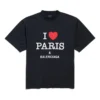 I Love Paris & Balenciaga T-Shirt, Medium Fit „Black Faded“ 764235TRVU91041