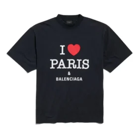 I Love Paris & Balenciaga T-Shirt, Medium Fit „Black Faded“ 764235TRVU91041 I Love Paris & Balenciaga T-Shirt, Medium Fit „Black Faded“ 764235TRVU91041