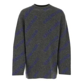 Intarsia-Strickpullover mit Logo „Dunkelgrau“ 623283T15671035