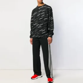Jacquard-Logo-Pullover mit Rundhalsausschnitt „Black“ 555381T15241070