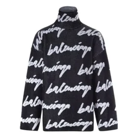 Jersey-Pullover mit Rollkragen und Scribble-Logo „Schwarz“ 625927T31801070