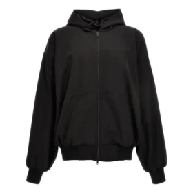 Kapuzen-Hoodie mit Reißverschluss, Large Fit „Schwarz“ 750965TNT391000