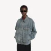 Kick-Denim-Jacke für Damen in schmutzigem Vintage-Blau