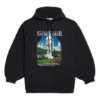 Klassischer Hoodie mit Aufdruck, locker geschnitten, schwarz 641529TJVH91000